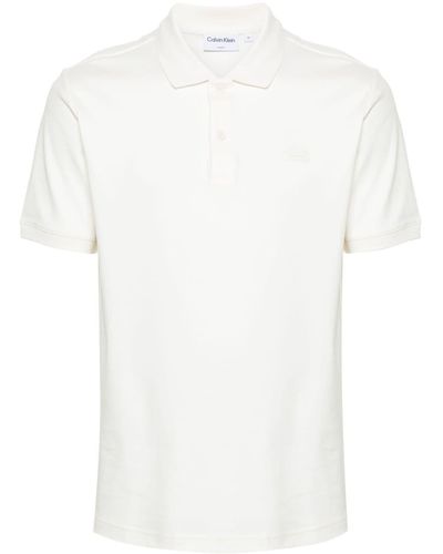 Calvin Klein Jersey Poloshirt Met Logoband - Wit
