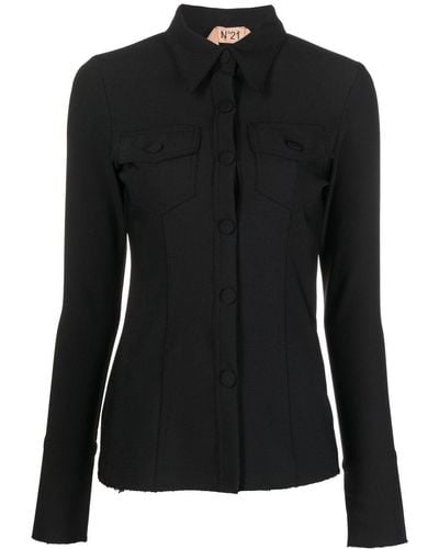 N°21 Split-cuff Press-stud Shirt - Black