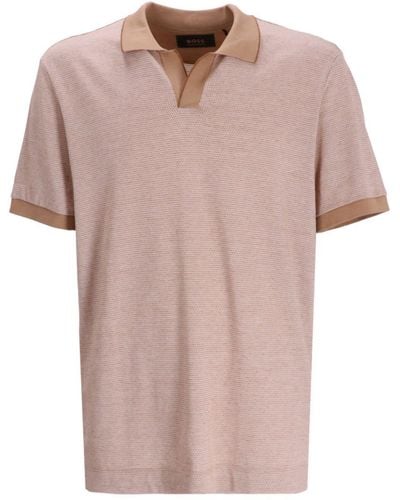 BOSS Gebreid Poloshirt - Roze