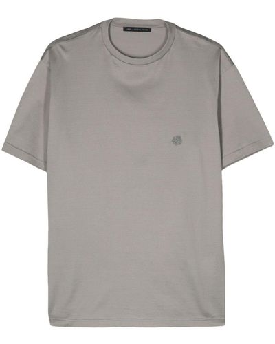 Low Brand Camiseta con logo bordado - Gris