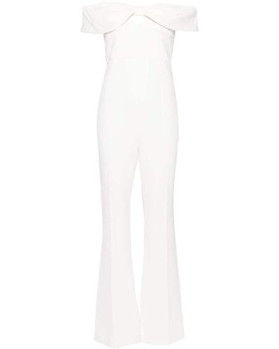 Self-Portrait Bow-detailed Off-shoulder Jumpsuit - White