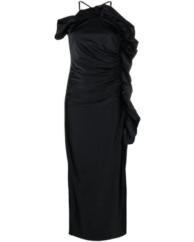 P.A.R.O.S.H. Ruffled-detail Halterneck Maxi Dress - Black