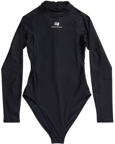 Balenciaga Sporty Tech Long-sleeve Swimsuit - Blue