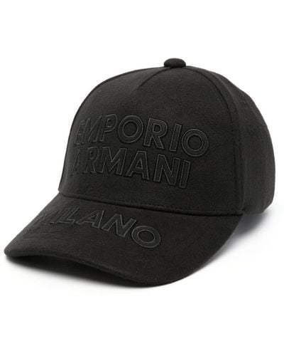 Emporio Armani Logo-embroidered Cotton Cap - Black