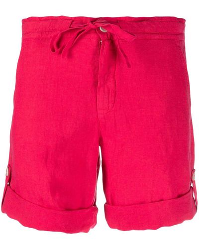 120% Lino Drawstring Linen Shorts - Pink