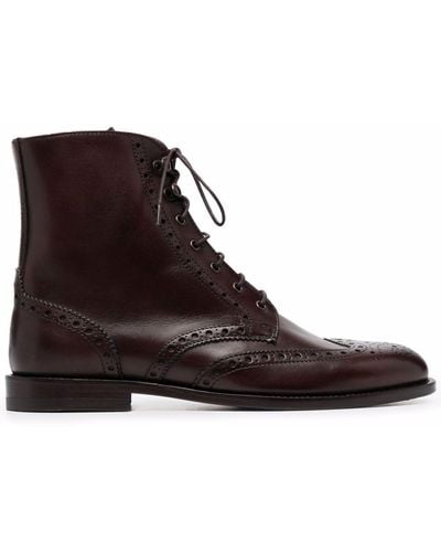 SCAROSSO Stefania Lace-up Ankle Boots - Brown