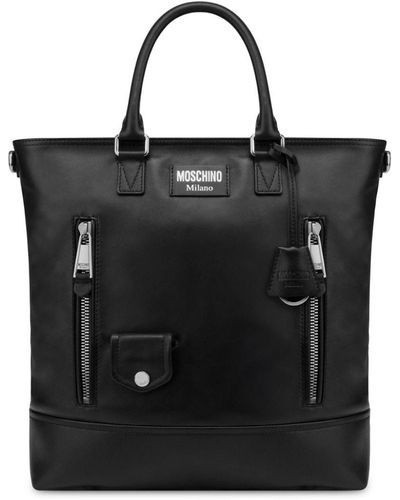 Moschino Biker Leather Tote Bag - Black