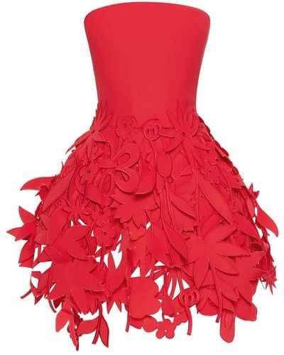 Oscar de la Renta Cut-out Floral-detail Minidress - Red