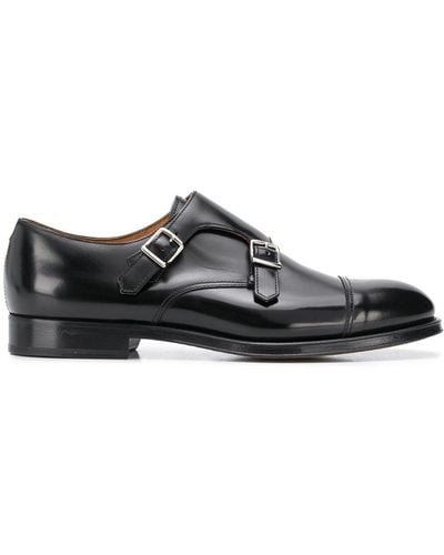 Doucal's Leather Monk Shoes - Black