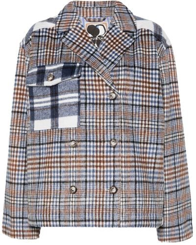 Munthe Lorna Checked Double-breasted Jacket - Grey
