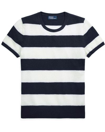 Polo Ralph Lauren Striped Knitted Cashmere Top - Blue