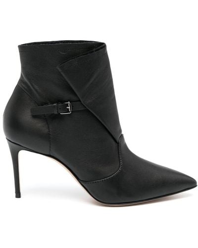 Casadei 80mm Buckled Leather Boots - Black