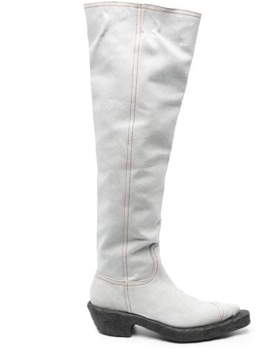 Camper Venga Denim Knee-high Boots - White