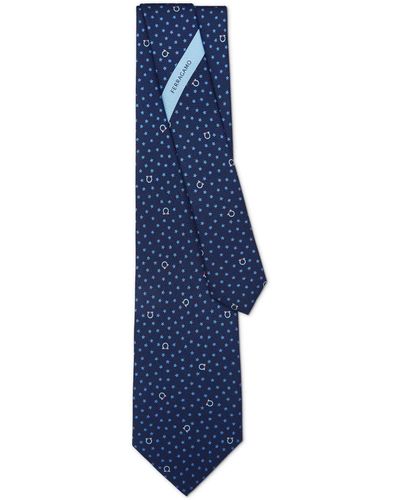Ferragamo Cravate en soie à motif étoiles - Bleu