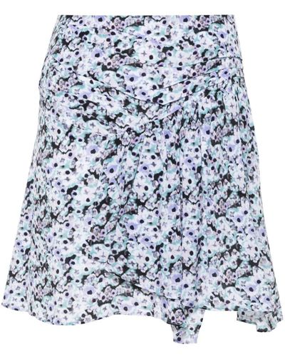 IRO Floral Flared Mini Skirt - Blue