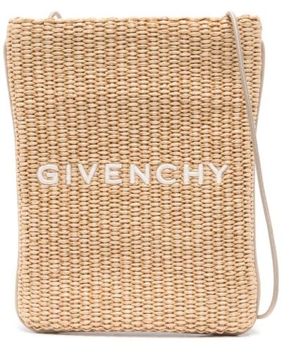 Givenchy Embroidered-logo Phone Pouch - Natural