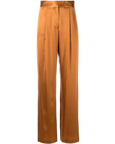 Michelle Mason Wide-leg Silk Satin Pants - Orange