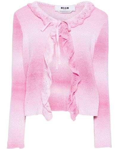 MSGM Ruffle-detail Cardigan - Pink