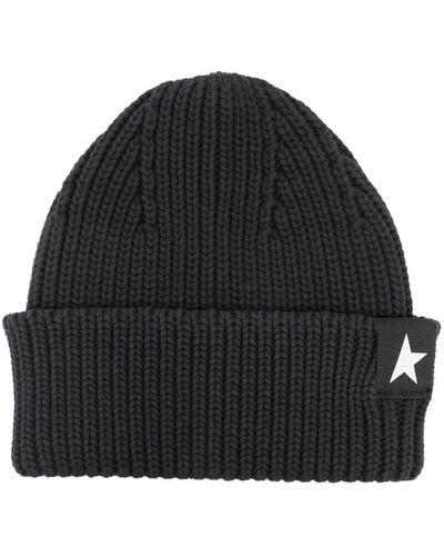 Golden Goose Logo Embroidered Beanie Hat - Black