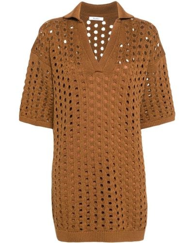 Max Mara Urna Open-knit Mini Dress - Brown