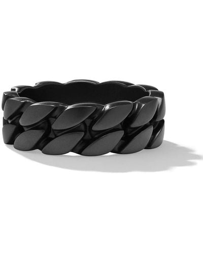 David Yurman Anillo Curb Chain en titanio - Negro