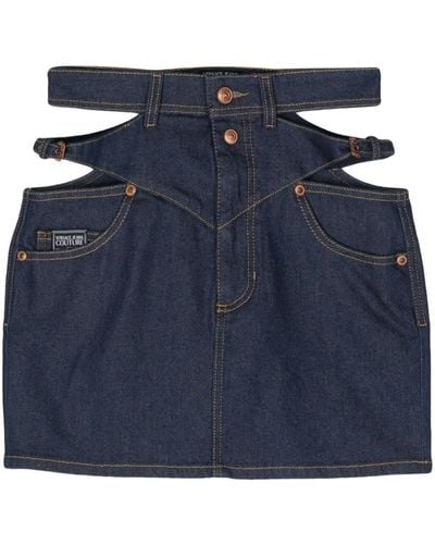 Versace Jeans Couture Cut-Out Mini Denim Skirt - Blue