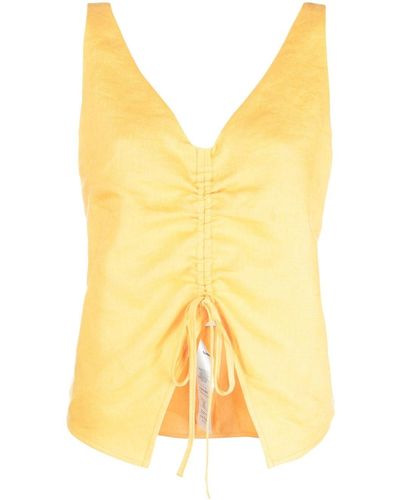 Nanushka Linen Drawstring Top - Yellow