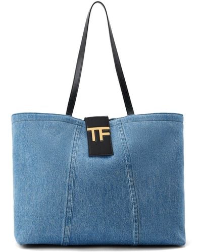 Tom Ford Small Denim Tote Bag - Blue