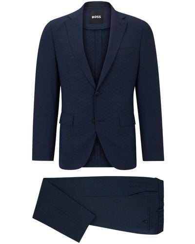 BOSS Virgin Wool-blend Suit - Blue