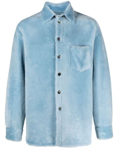 Marni Button-up Sheepskin Shirt - Blue