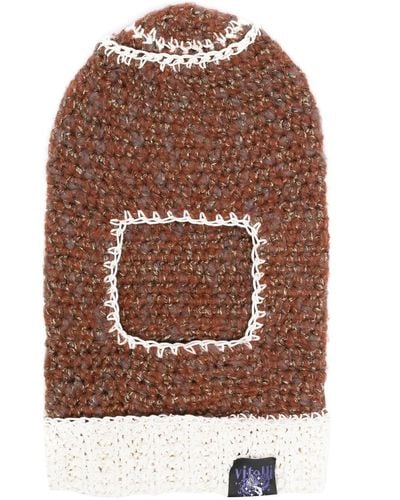 VITELLI Contrast-stitch Crochet-knit Balaclava - Brown