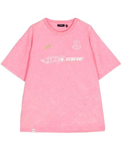 FIVE CM Slogan-print Cotton T-shirt - Pink