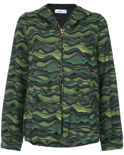 Amir Slama Wave print hoodie - Verde