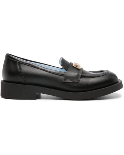 Chiara Ferragni Square-toe Leather Loafers - Black