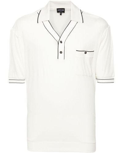 Giorgio Armani Fijngebreid Poloshirt - Wit
