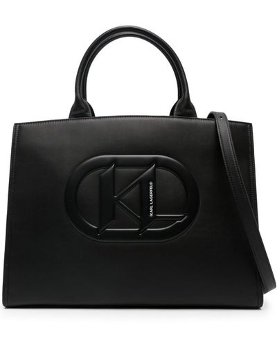 Karl Lagerfeld モノグラム ハンドバッグ - ブラック