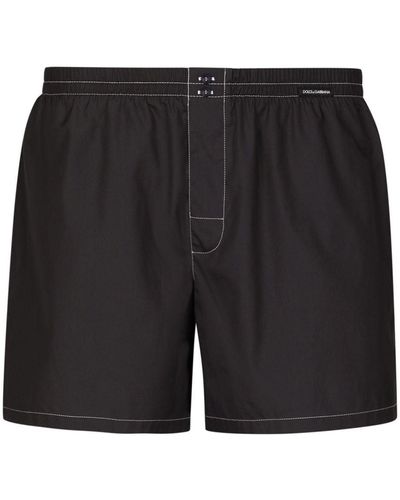Dolce & Gabbana Logo-patch Cotton Boxers Shorts - Black