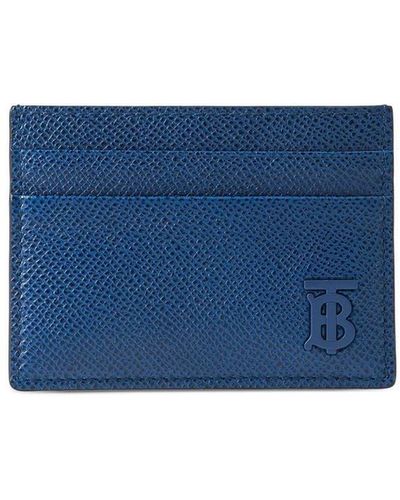 Burberry Tb Grained-leather Card Holder - Blue
