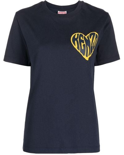 KENZO T-Shirt mit Herz-Print - Blau