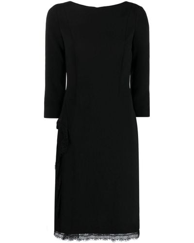 Alberta Ferretti Lace-trim Silk Dress - Black