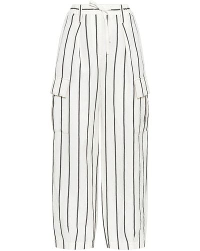 Brunello Cucinelli Striped Tapered Trousers - White