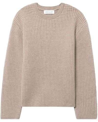 John Elliott Waffle-knit Merino-wool Sweater - Natural