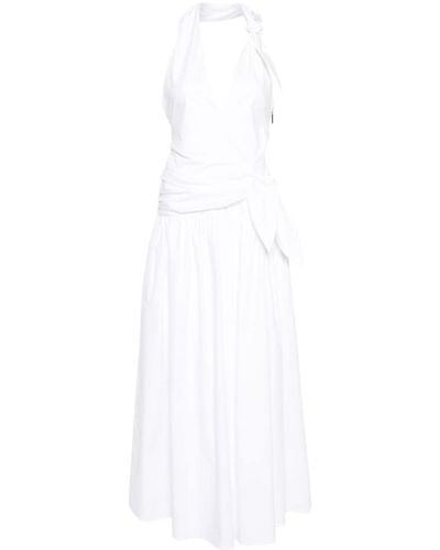 MSGM Halterneck Cotton Dress - White
