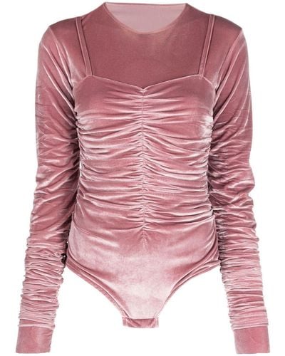 Ioana Ciolacu Velvet-effect Gathered-detail Body - Pink