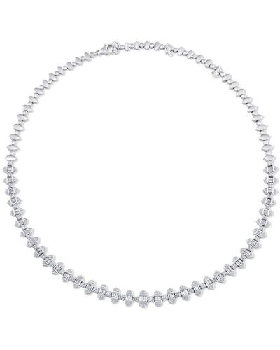 Sara Weinstock 18kt White Gold Taj Baguette Diamond Vertical Choker - Metallic