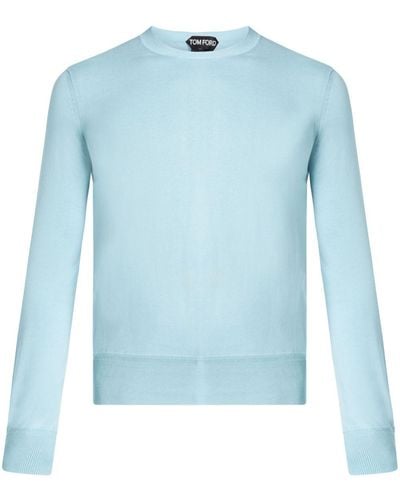 Tom Ford Fine-knit Crew-neck Sweater - Blue