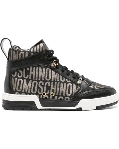 Moschino High-Top-Sneakers mit Jacquard-Logo - Schwarz