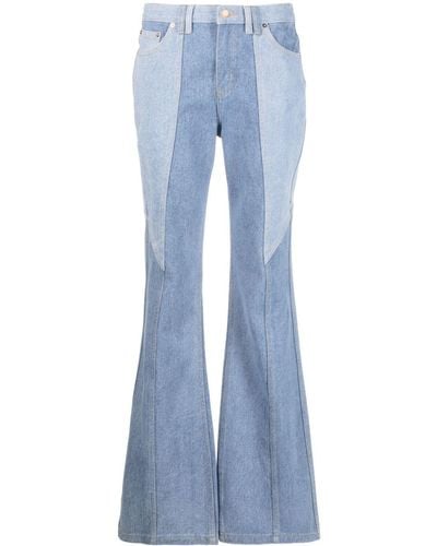 retroféte Jeans svasata Rafael con design patchwork - Blu