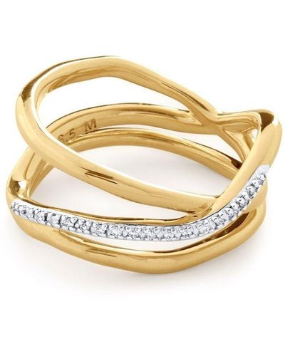 Monica Vinader Riva Diamond Pre-stacked Ring - Metallic
