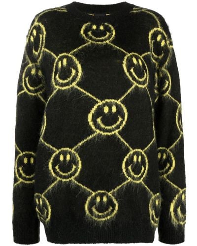 Joshua Sanders Smiley-face Intarsia-knit Sweater - Black